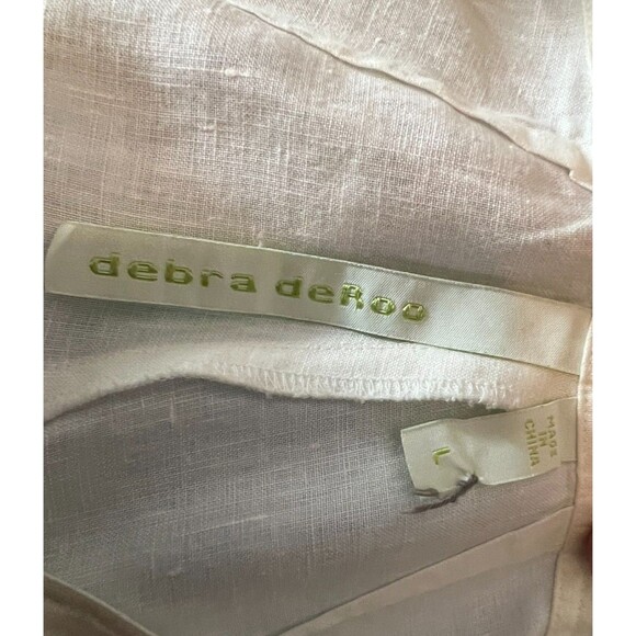 Debra DeRoo Wht Pleated Super Wide Leg Linen Pant Size L Beachy Breezy Flowy - Picture 11 of 13